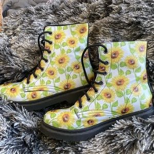 Yes We Vibe Sunflower Combat Boots size 42